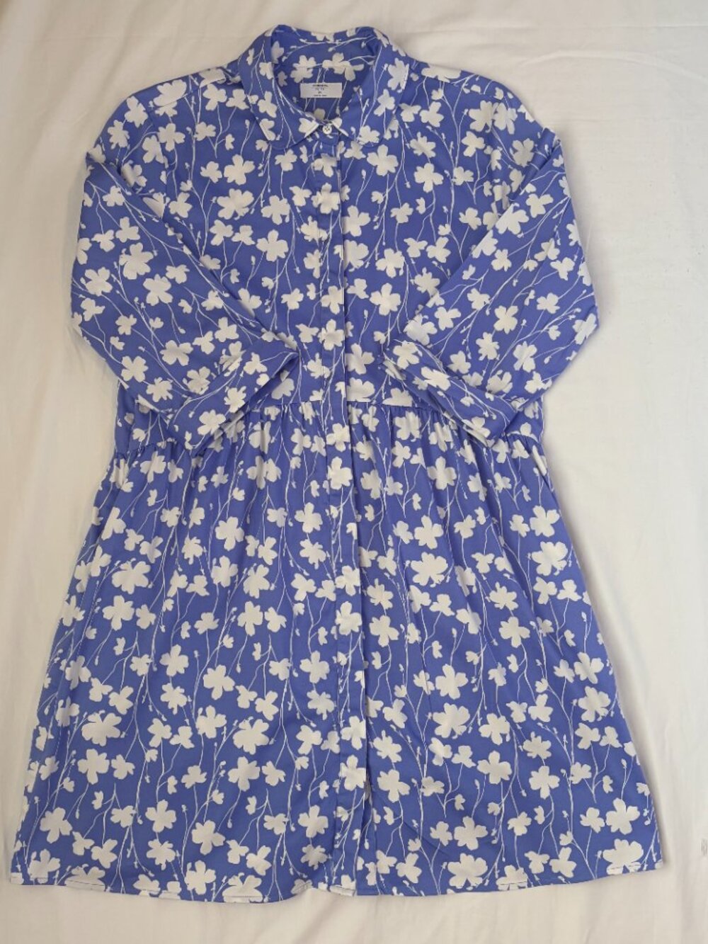 UNTUCKit Demi Blue Floral Button Down Shirt Dress M - Picture 2 of 11